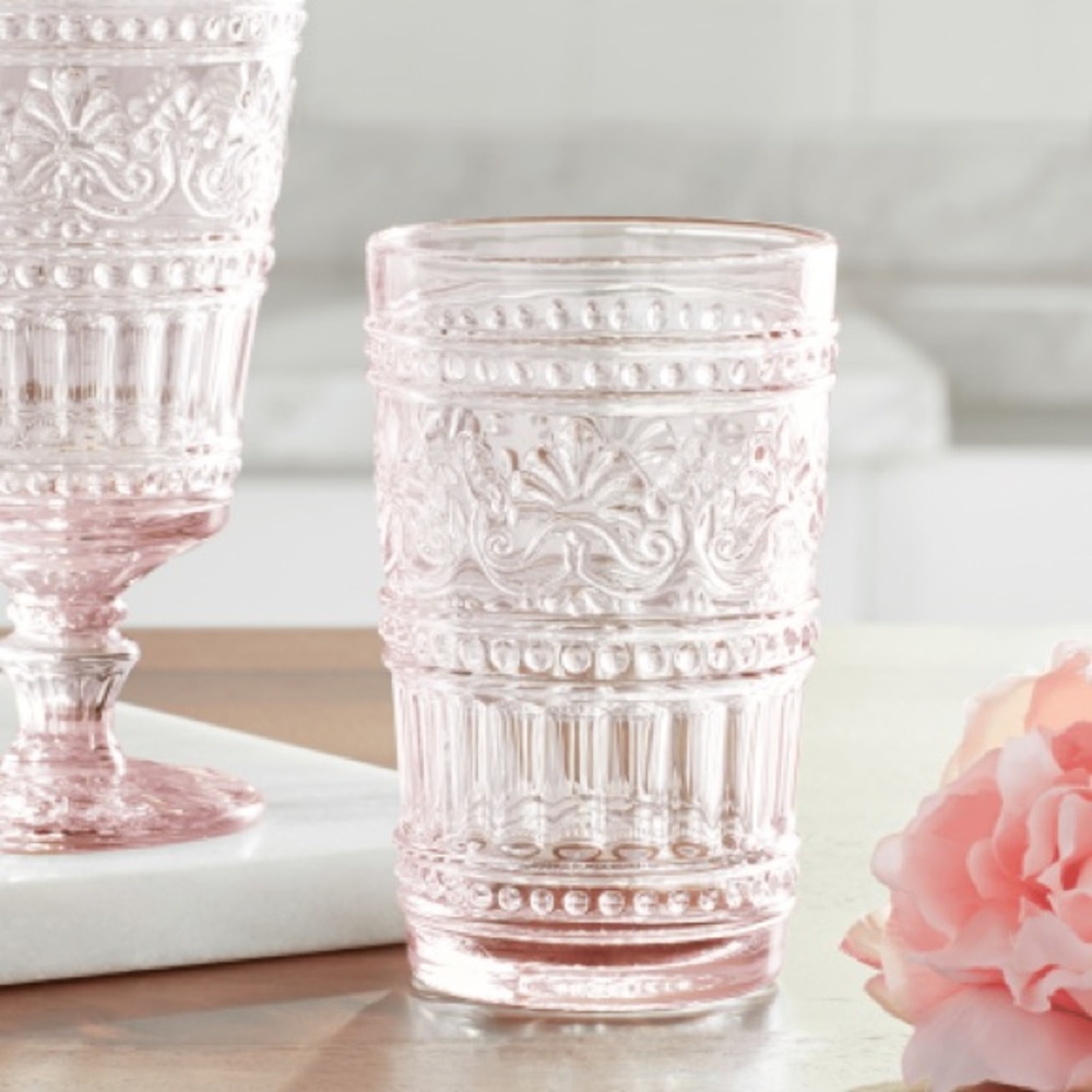 🌺 RARE 🌺 Pioneer Woman Cassie Glass 4-Piece Highball Tumblers Set Pink - Picture 5 of 7
